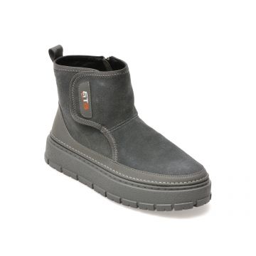 Ghete BITE THE BULLET gri, 1198, din piele intoarsa