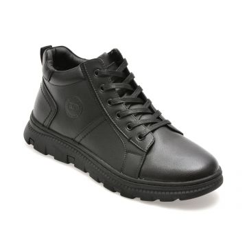 Ghete BITE THE BULLET negre, K164, din piele naturala