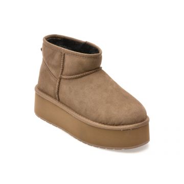 Ghete EMU gri, STINGER MICRO FLATFORM, din piele intoarsa