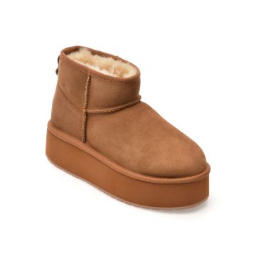 Ghete EMU maro, STINGER MICRO FLATFORM, din piele intoarsa