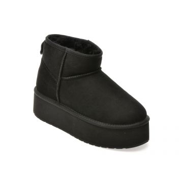 Ghete EMU negre, STINGER MICRO FLATFORM, din piele intoarsa