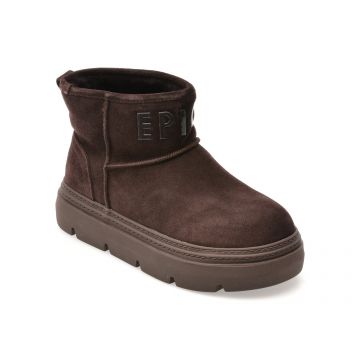 Ghete EPICA maro, 7071, din piele intoarsa