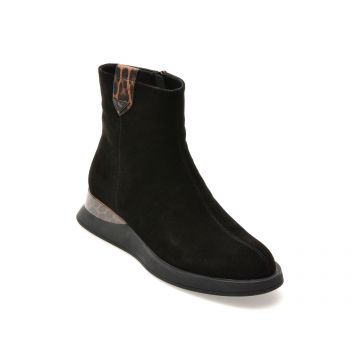 Ghete EPICA negre, DX01351, din piele intoarsa