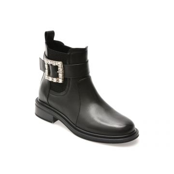 Ghete EPICA negre, H766, din piele naturala