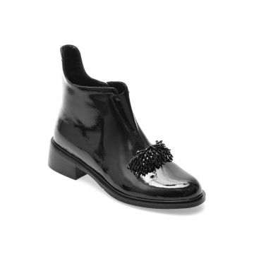 Ghete EPICA negre, M830, din piele naturala lacuita