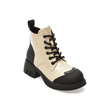 Ghete GRYXX alb-negru, B98, din piele naturala lacuita