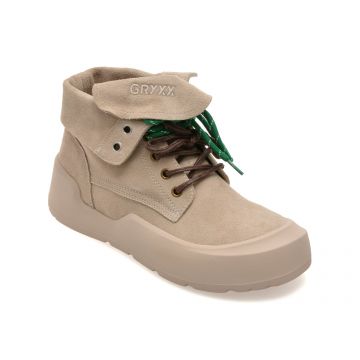 Ghete GRYXX gri, 26601, din piele intoarsa