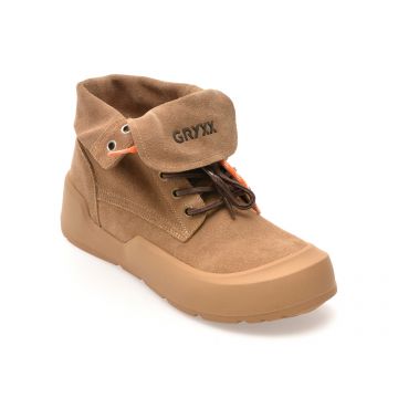 Ghete GRYXX maro, 26601, din piele intoarsa