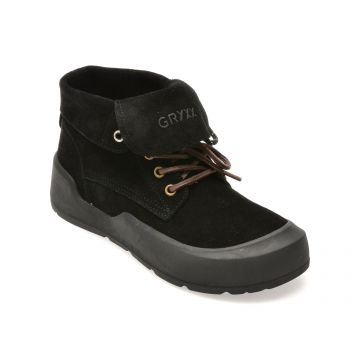 Ghete GRYXX negre, 26601, din piele intoarsa