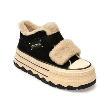 Ghete GRYXX negre, 624D150, din piele intoarsa