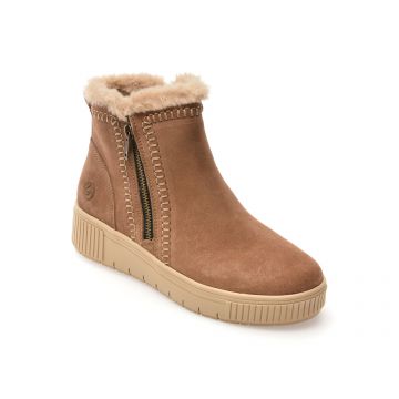 Ghete REMONTE maro, D3B70, din piele intoarsa