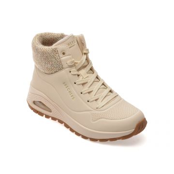 Ghete SKECHERS bej, UNO RUGGED, din piele ecologica