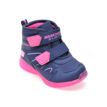 Ghete SKECHERS bleumarin, ILLUMI-BRIGHTS, din piele ecologica