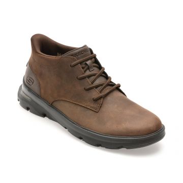 Ghete SKECHERS maro, ARCH FIT GARZA, din piele naturala