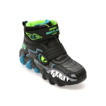 Ghete SKECHERS negre, SKECH-O-SAURUS LIGHTS 2.0 , din piele ecologica