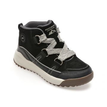 Ghete SKECHERS negre, YANA, din piele intoarsa