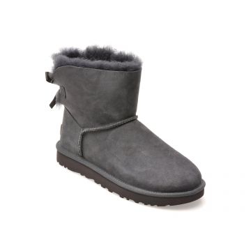 Ghete UGG gri, MINI BAILEY BOW II, din piele intoarsa Ghete UGG gri, MINI BAILEY BOW II, din piele intoarsa