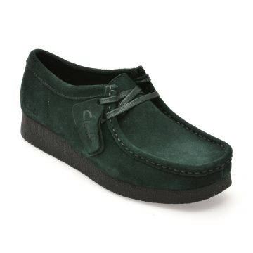Mocasini CLARKS verzi, WALLABEE EVO SH, din piele intoarsa