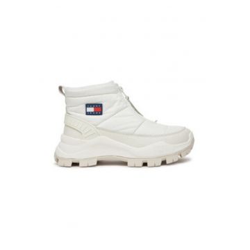 Botine dama -  material textil - alb