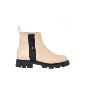 Botine din piele cu fermoar