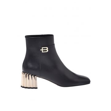 Botine din piele cu toc masiv