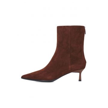 Botine din piele intoarsa cu varf ascutit