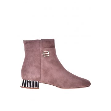 Botine din piele intoarsa cu varf patrat