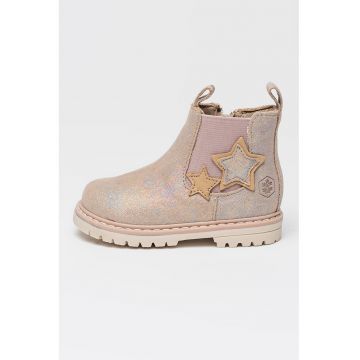 Ghete de piele cu particule stralucitoare si aplicatii stea Rivulet