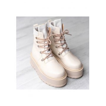 Ghete flatform cu inchidere cu siret Bari - Alb -