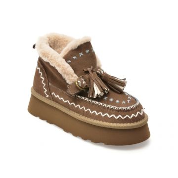 Ghete O-JOO gri, GWEN ETNO, din piele intoarsa