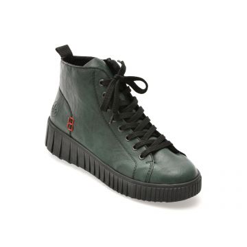 Ghete RIEKER verzi, Y6121, din piele ecologica
