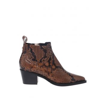 Botine cowboy de piele cu toc cubanez