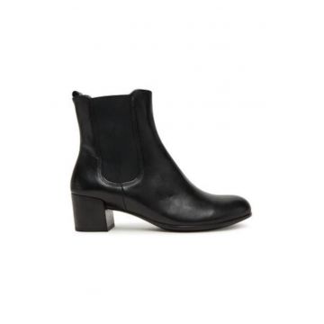 Botine dama  piele - negru