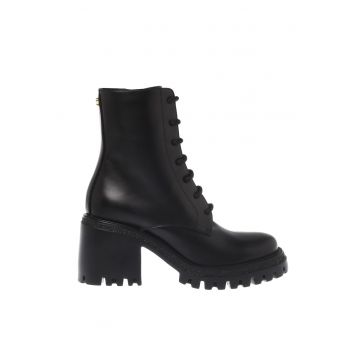 Botine de piele cu toc masiv