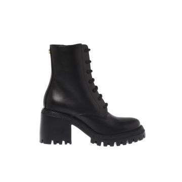 Botine de piele cu toc masiv