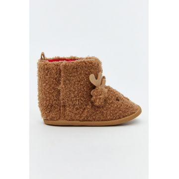 Botosei din blana shearling sintetica cu model ren