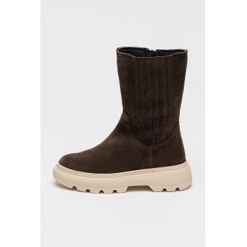 Cizme de piele intoarsa cu fermoar