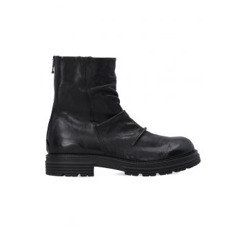 Ghete barbatesti clasice negre din piele - cu fermoare - pana la glezna