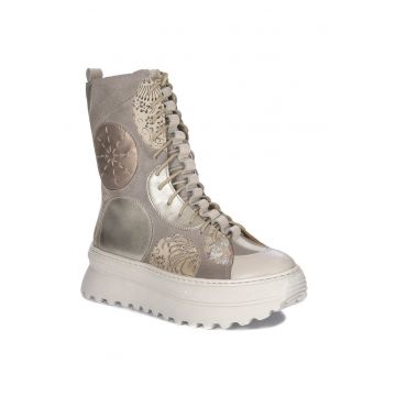 Ghete dama  0656504008  - stofa/piele - auriu