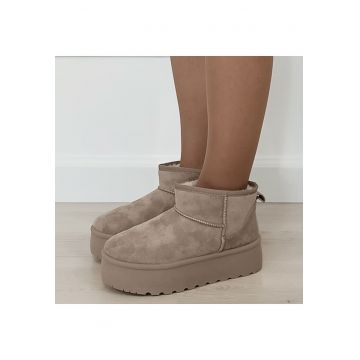 Ghete kaki deschis imblanite cu talpa groasa B-LT33-43 112 11086