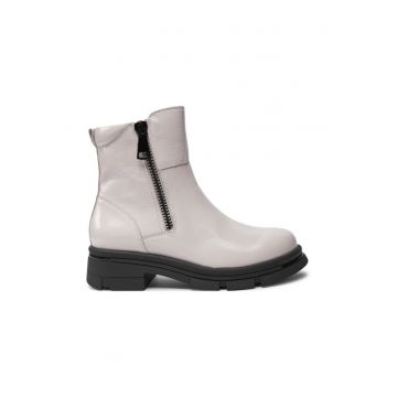 Botine 9-25427-43 Alb -  Piele lacuita