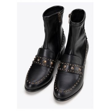 Botine dama  negre - piele naturala - detalii cu nituri decorative - design elegant