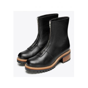 Botine dama -  piele naturala - fermoar fata