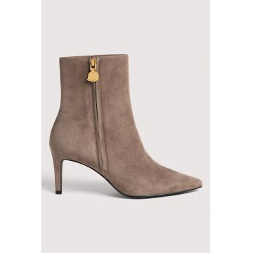 Botine din piele intoarsa cu fermoar si toc C-Me