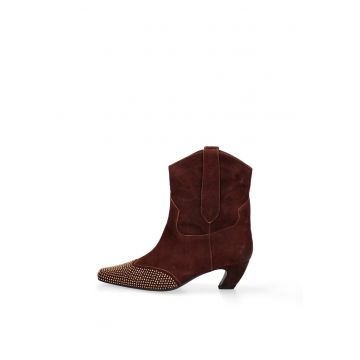 Cizme cowboy din piele cu strasuri Riviera Chic