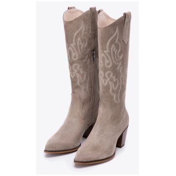 dama -  cowboy - piele intoarsa - bej