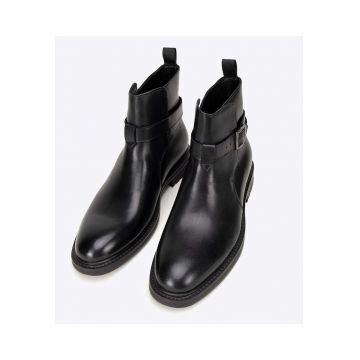 Ghete barbatesti  piele naturala - negru - design clasic