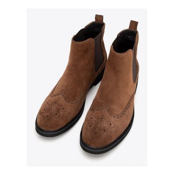 Ghete Chelsea barbati -  piele intoarsa - maro - confort maxim