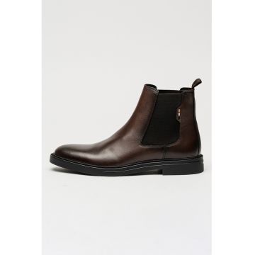 Ghete Chelsea de piele intoarsa cu segmente textile Calev