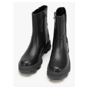 Ghete dama  Chelsea cu platforma - piele naturala - negru - brant din piele cu captuseala moale